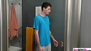 Skinny teen stepsister fucks stepbrother after blowjob 😈