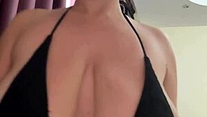 Big natural breasts shake through clothes with huge nipples
