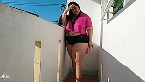 My Neighbor Teases in Short Clothes on Balcony, So I Invited Her for Creampie Action