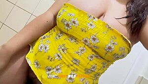 tita emma got so horny, showing big tits and fingering her tight hairy pussy