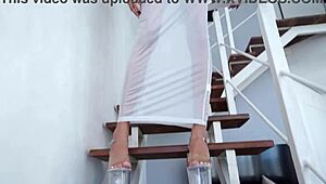 Slim Asian-Brazilian Honey Fucked by Three Huge Cocks