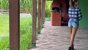 black bbc homemade fucks married hotwife on farm in interracial orgy