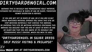 Wow, watch DirtyGardenGirl in silver dress fist her pussy wild! She’s extreme with prolapse action!