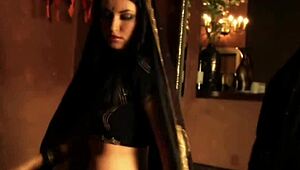 Lovely brunette milf dances gracefully while giving a handjob and blowjob