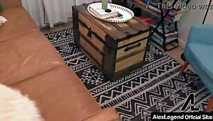 Cowgirl Alex More Takes Alex Legends' Cum on Her Hairy Pussy