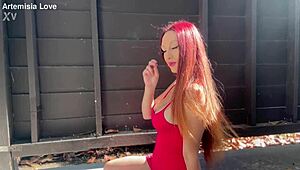 big tits milf artemisia love enjoys an outdoor smoking fetish session. her italian charm shines through.