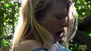 Blonde Climbs Tree For Solo Masturbation!