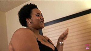 Well-hung black dude says, 'Suck my BBC, BBW, then I'll pound you doggy'