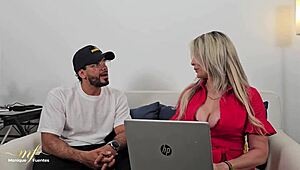 i'm a milf agency owner auditioning a singer with my huge tits and cock, oops