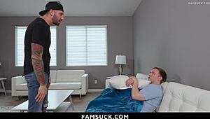 stepsis practices blowjob skills with stepbro gets caught and fucked by stepdad in group hardcore