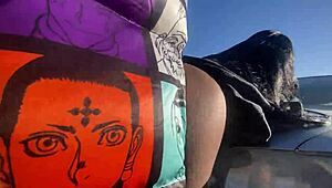 oh wow, quick fuck this petite 18+ ebony bent over in the car before college class!