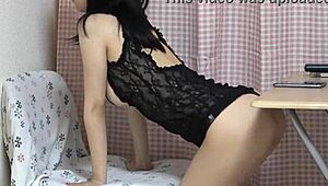 airi honoka teases with big boobs in fishnet stockings