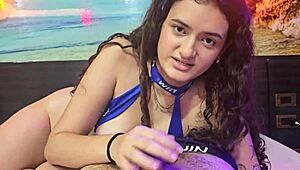 Latina with big natural tits guides masturbation to orgasm