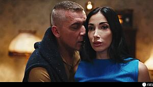 French Brunette With Fake Enhanced Huge Boobs Gets Her Nipples Sucked While Frozen In Time