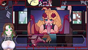 Succubus licks and sucks monster cock in hentai