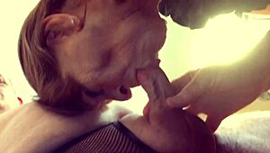 Granny Carmen shows off superior cocksucking in close-up