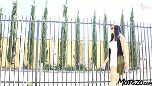 Latina with big tits gets cum on her ass