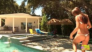 Desirable Brunette Tries Lesbian Fingering With Blonde Friend Outdoors