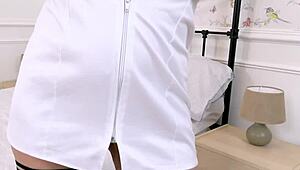 does this mature british nurse finger her pussy for you?