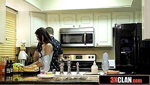 Damn! Sneaky milf handles her stepdaughter's boyfriend's cock hard!