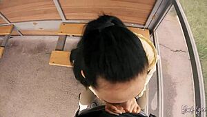 Feeling The Thrill Of A Risky Public Blowjob At The Bus Station