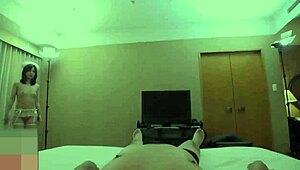 slender black-haired japanese beauty gives an intense blowjob with cum in mouth