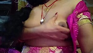 Beautiful married Indian bride enjoys quiet self-pleasure at night