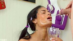 breiny zoe gets throatfucked, eats ass, and pounded in tight hole