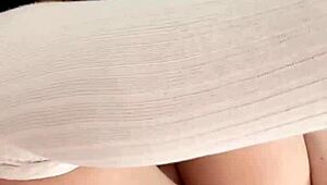 Teen uses dildo in solo play