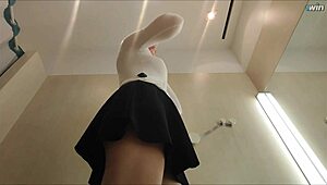 i try on transparent clothes with no panties under hidden camera spying on my wet pussy