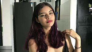 Latina Stepsister Sucks Cock Standing, She's Perfect!