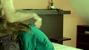 innocent brunette teen 18+ whipped by strict master in kinky bdsm session