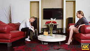 tutor4k fellow stretches attractive tutor instead of learning physics