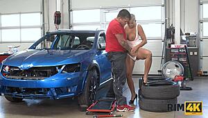 i watch the car mechanic's anus get tongued by a sexy short-haired beauty in heels