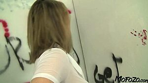 watch this slut swallow cum at the glory hole