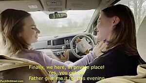 beauty teen gets creampie after anal in car