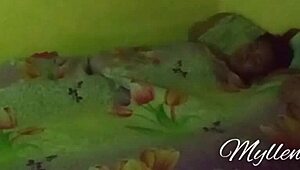 Young skinny babe bent over for intense anal doggystyle in dim light