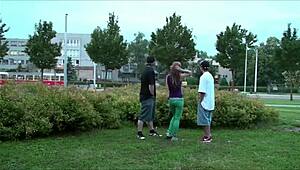 Wow, Hottie Alexis Crystal In A Public Gangbang Threesome!