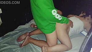 Asian chubby pregnant woman enjoys passionate sex in hotel.