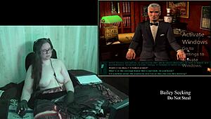 Brunette BBW with big natural tits and glasses explores the naked secrets in old clock game part 2.