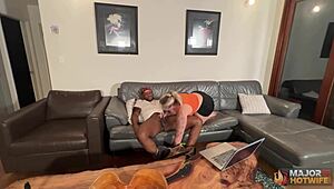 Busty blonde Subgirl0831 enjoys her pussy getting deeply fucked by Rome Major in interracial action.