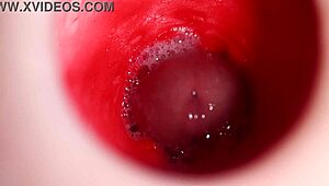 cute redhead fills camera with internal shot in anal scene