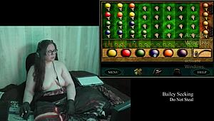 Brunette BBW with big natural tits and glasses explores the naked secrets in old clock game part 2.