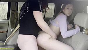 beauty teen gets creampie after anal in car