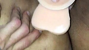 I watch my hot bbw latina girlfriend try two huge dildos
