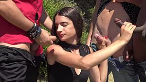 i'm candie, the queen of the gangbang, getting double anal outdoors