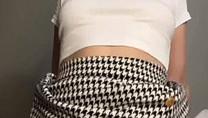 brunette sucking dick then cowgirl style pov with cheating student