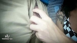 Sucking and licking daddy's balls in shorts