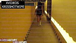 Kriss Hotwife Showing Off in Hotel Corridor 😏