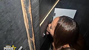 cuckold says, 'suck at the gloryhole, wife'